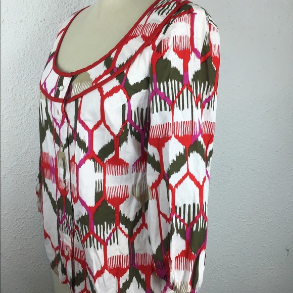 Escada button up multicolor stretch blouse… - Picture 3 of 6